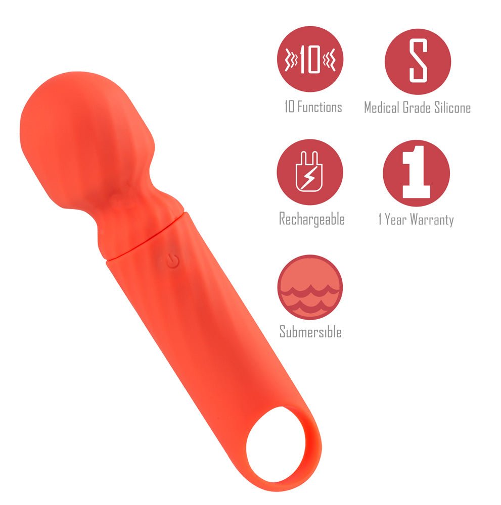 Maia DOLLY - Orange - Orange 12.7 cm USB Rechargeable Massage Wand – Sex toys NZ by Naughtyhut. Discreet delivery nationwide.