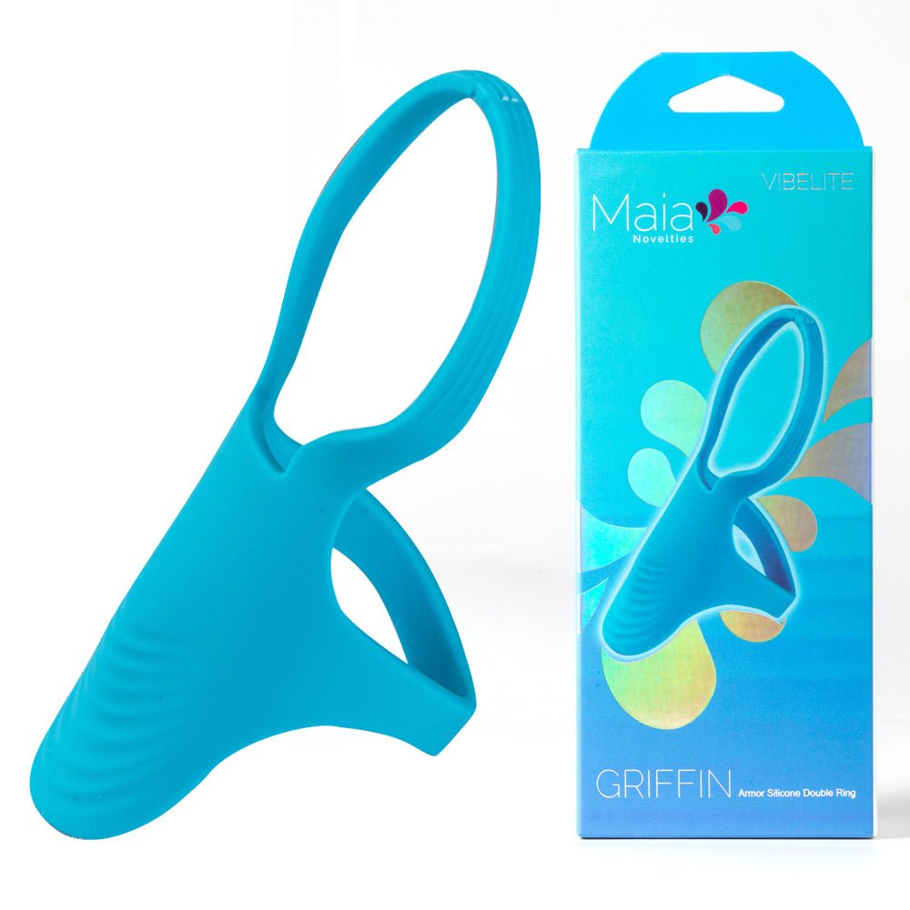 Buy Maia GRIFFIN - Blue Silicone Cock Ring – Naughtyhut NZ sex toys online. Discreet delivery & top brands.