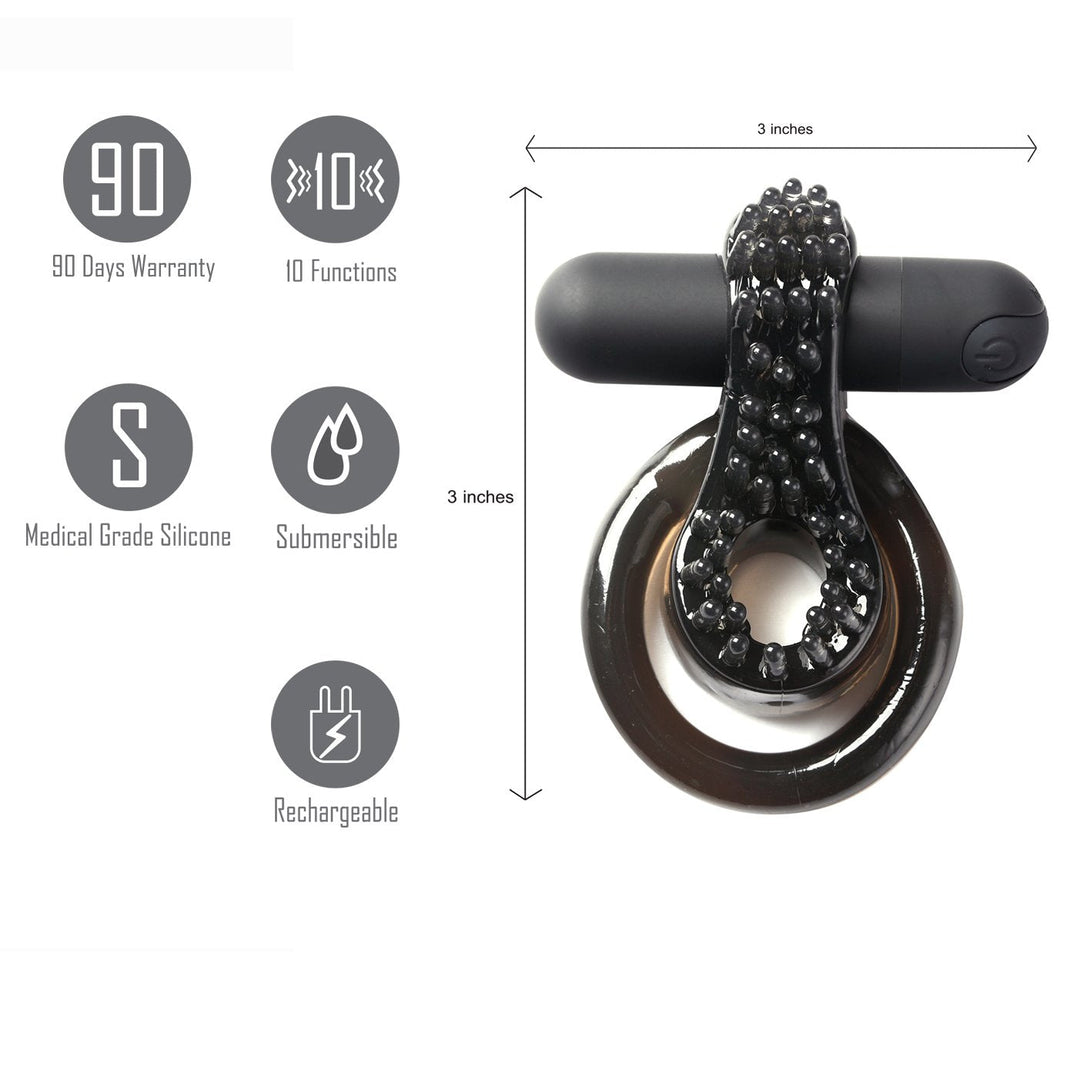 Maia Jagger - Black USB Rechargeable Vibrating Cock & Ball Ring – Sex toys NZ by Naughtyhut. Discreet delivery nationwide.