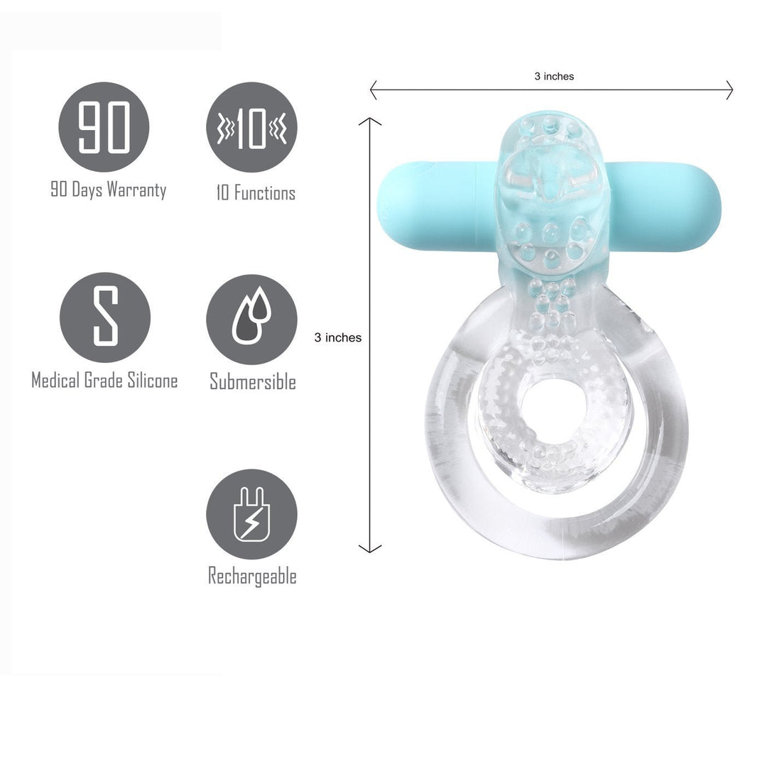 Maia Jayden - Clear/Blue USB Rechargeable Vibrating Cock & Ball Rings – Sex toys NZ by Naughtyhut. Discreet delivery nationwide.