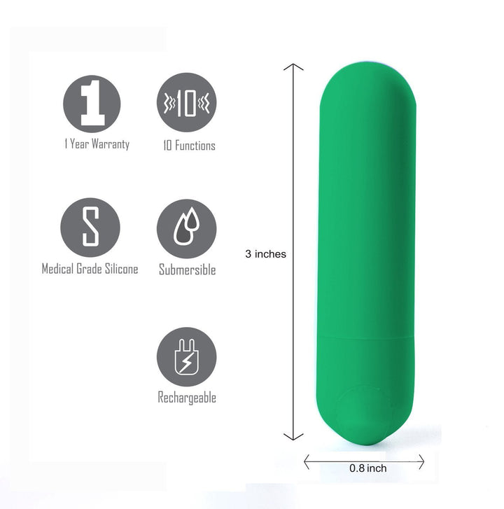 Maia Jessi - Emerald Green 7.6 cm USB Rechargeable Bullet – Sex toys NZ by Naughtyhut. Discreet delivery nationwide.