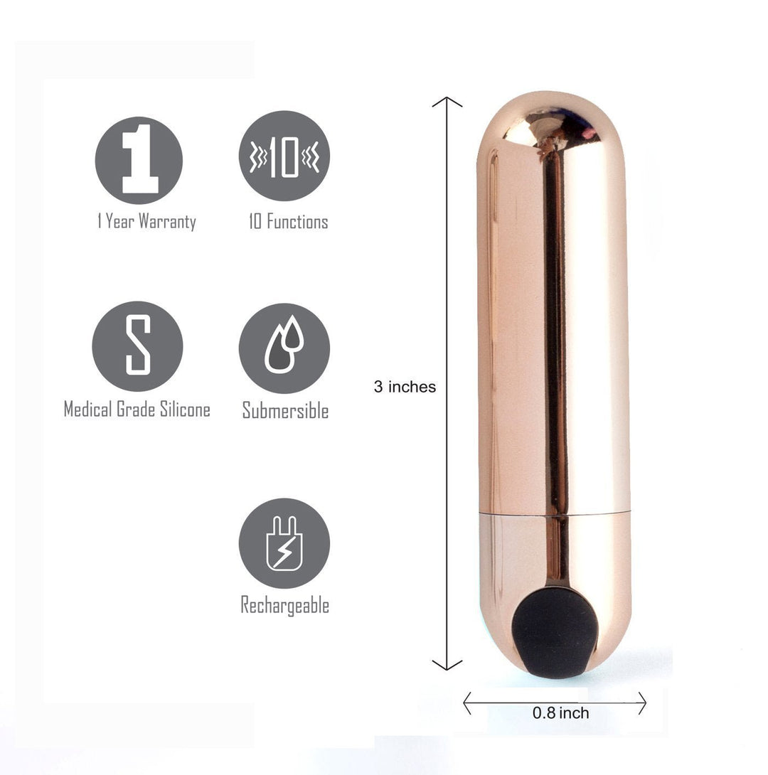 Maia Jessi - Rose Gold 7.6 cm USB Rechargeable Bullet – Sex toys NZ by Naughtyhut. Discreet delivery nationwide.