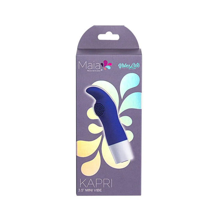 Maia Kapri retail box in grey, blue mini vibe pictured on the Vibe Lite packaging
