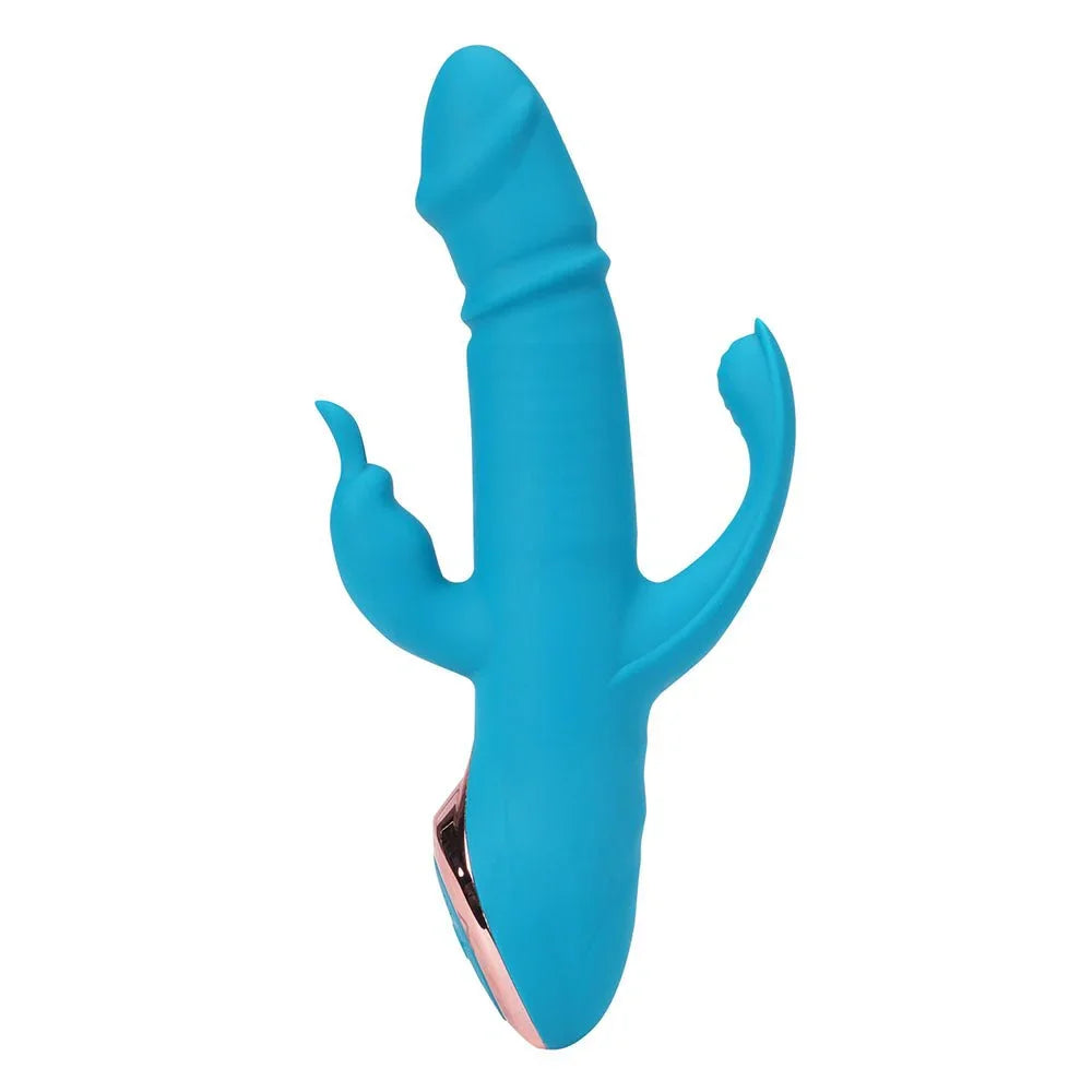 Maia Kennedi triple stimulating vibrator in Blue, upright alone on white