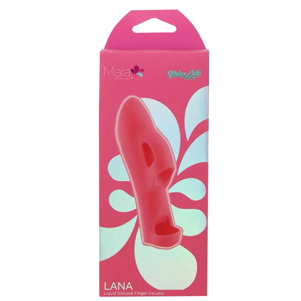 Maia Lana retail box in pink, red finger vibrator pictured on the Vibe Lite pack