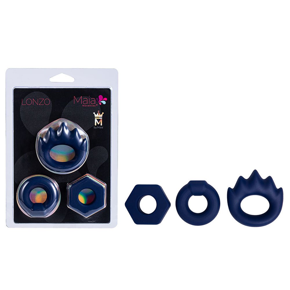Maia LONZO - Blue Silicone Cock Rings - Set of 3 – Sex toys NZ by Naughtyhut. Discreet delivery nationwide.