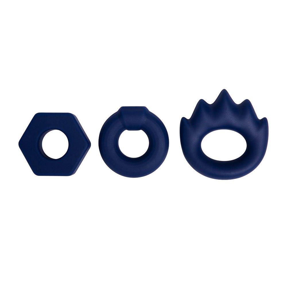Buy Maia LONZO - Blue Silicone Cock Rings - Set of 3 – Naughtyhut NZ sex toys online. Discreet delivery & top brands.
