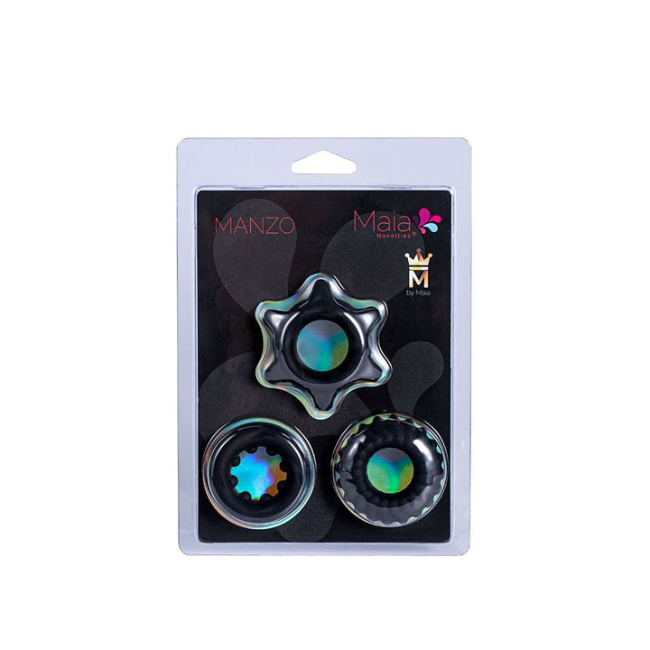 Maia MANZO - Black Silicone Cock Rings - Set of 3 – Sex toys NZ by Naughtyhut. Discreet delivery nationwide.