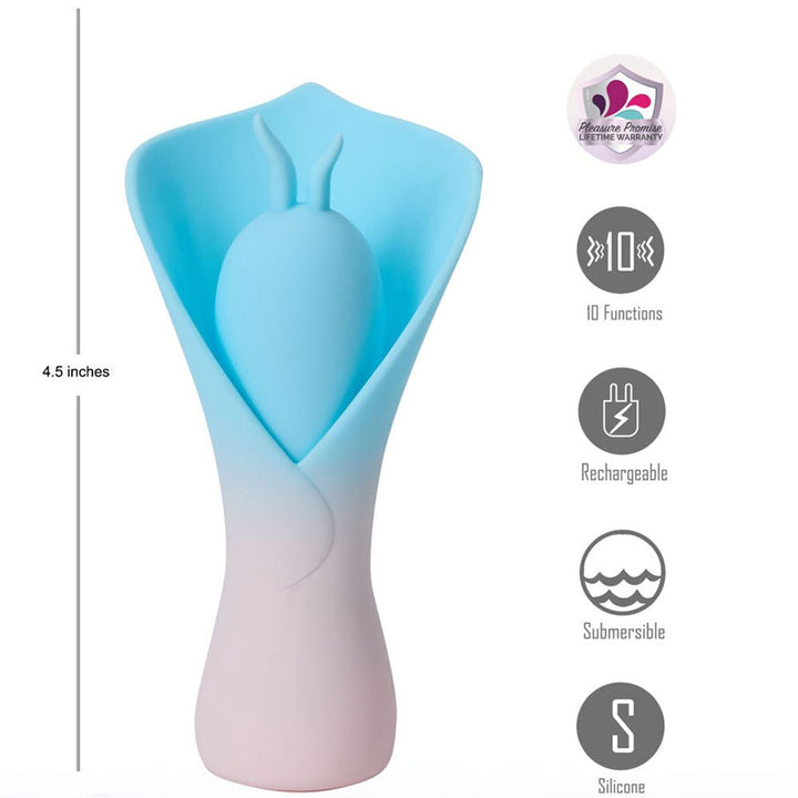 Maia MINA - Blue - Blue/Pink USB Rechargeable Fluttering Flower Stimulator – Sex toys NZ by Naughtyhut. Discreet delivery nationwide.