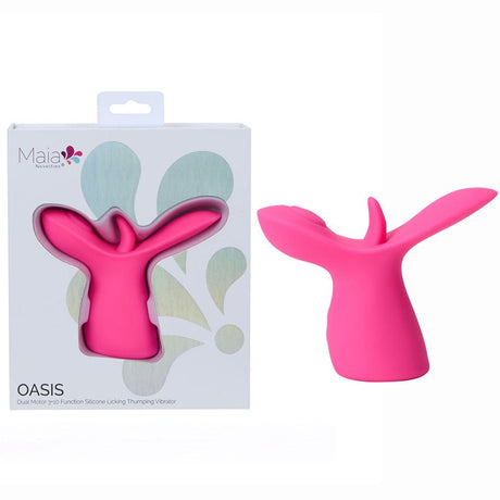 Buy Maia OASIS - Pink - Pink USB Rechargeable Dual Motor Licking & Thumping Stimulator – Naughtyhut NZ sex toys online. Discreet delivery & top brands.