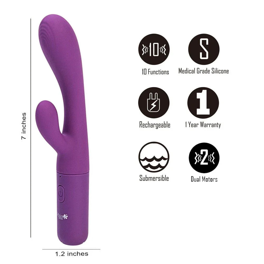 Maia RAYLA - Purple 17.8 cm USB Rechargeable Rabbit Vibrator – Sex toys NZ by Naughtyhut. Discreet delivery nationwide.