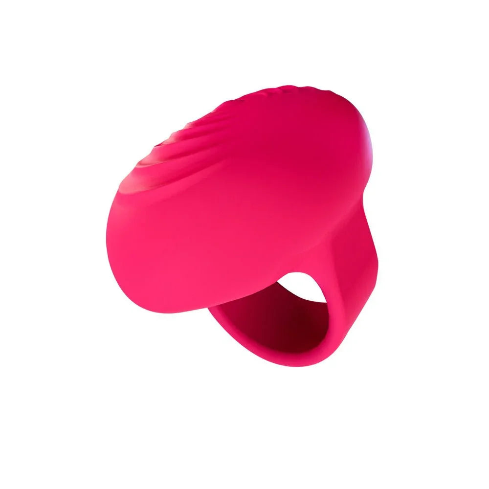 Maia Ruby finger stimulator in Pink alone on white, showing the open finger loop