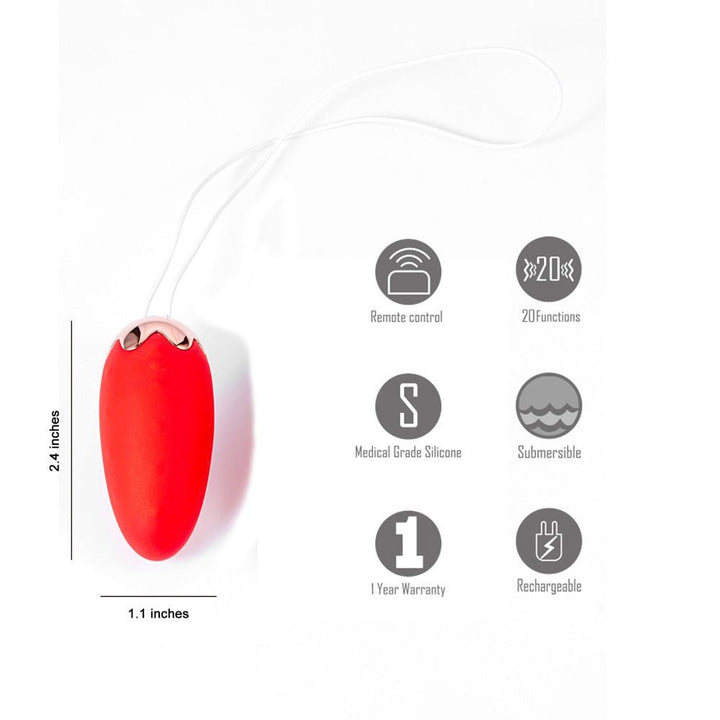 Maia SHORTCAKE - Red USB Rechargeable Vibrating Egg with Wireless Remote – Sex toys NZ by Naughtyhut. Discreet delivery nationwide.