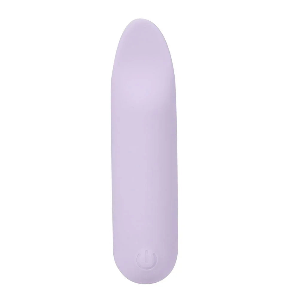 Maia Tawni bullet in Lavender lying on white, power button facing up
