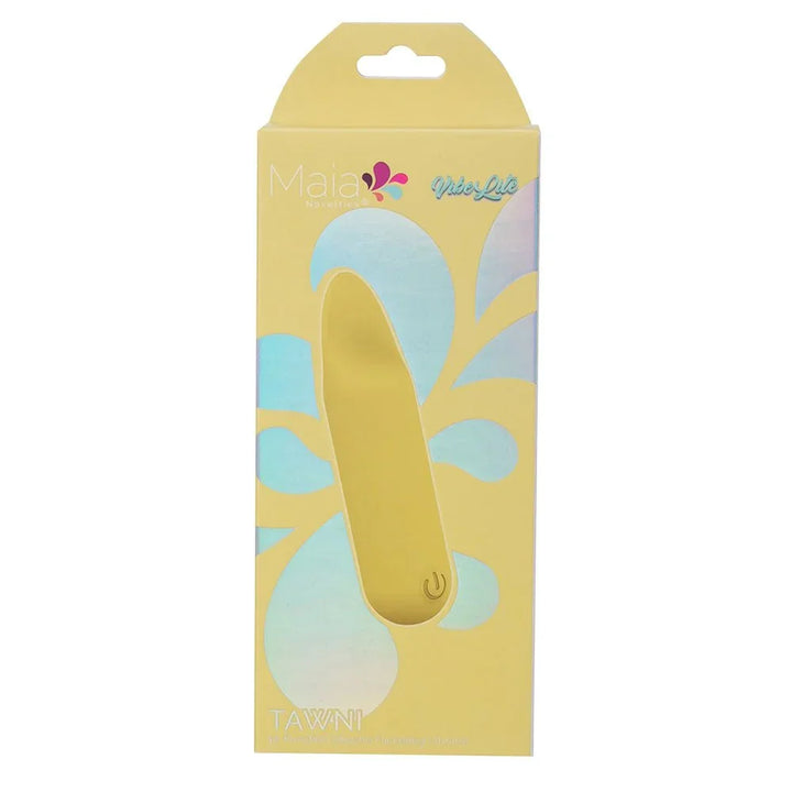 Maia Tawni retail box in yellow, bullet pictured on the Vibe Lite packaging