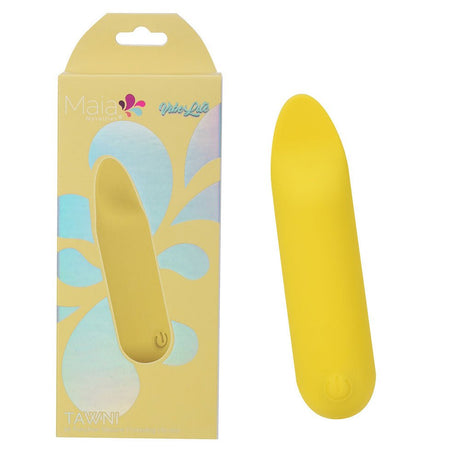 Buy Maia TAWNI - Yellow - Yellow 9 cm USB Rechargeable Bullet with Flickering Tip – Naughtyhut NZ sex toys online. Discreet delivery & top brands.