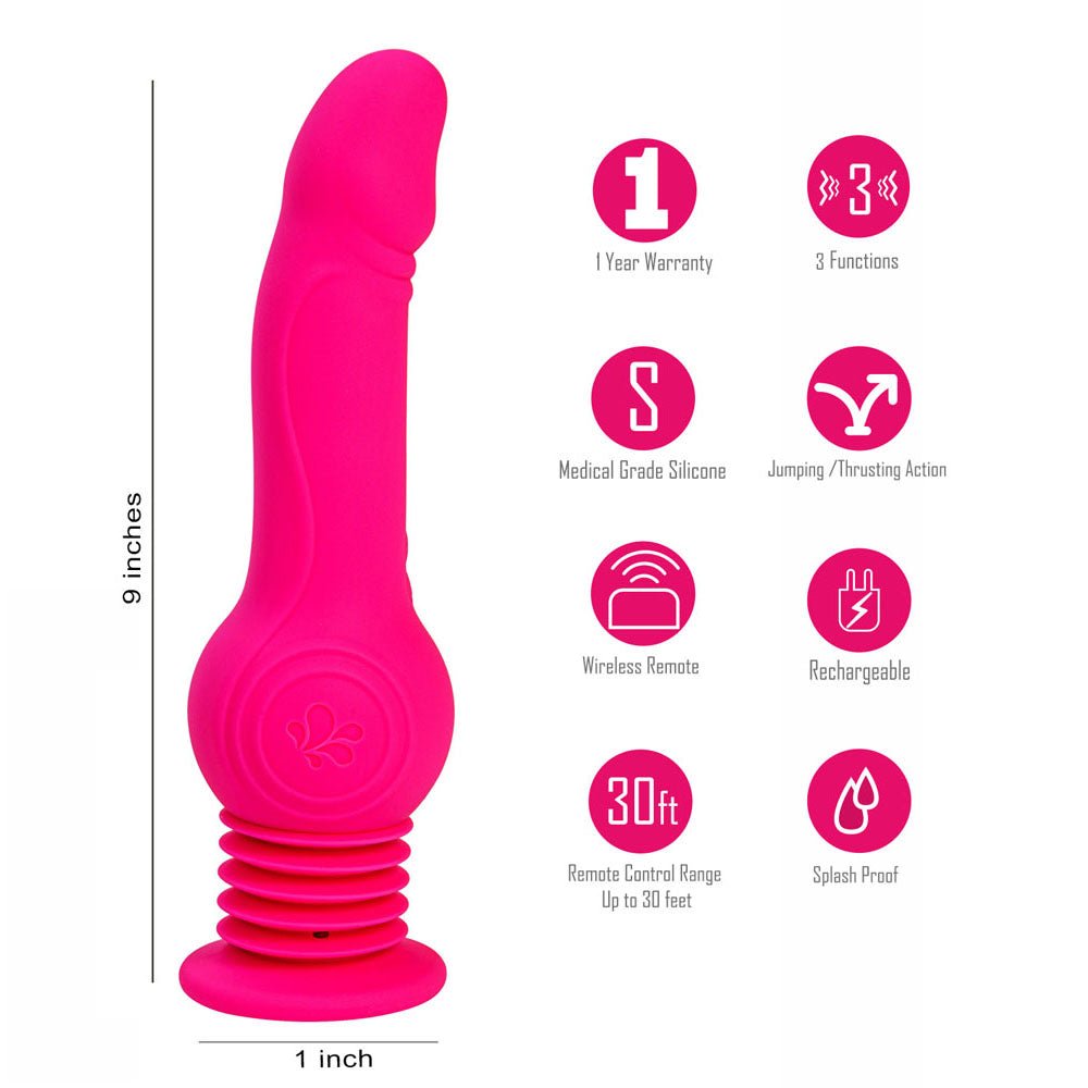 Maia TEGAN - Pink 23.6 cm USB Rechargeable Jumping Vibrating Dong with Remote – Sex toys NZ by Naughtyhut. Discreet delivery nationwide.