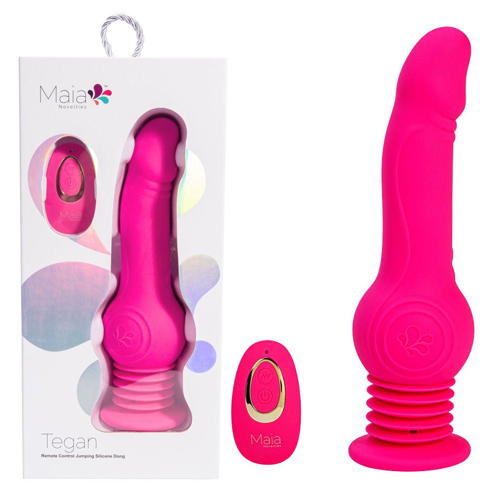 Maia TEGAN - Pink 23.6 cm USB Rechargeable Jumping Vibrating Dong with Remote – Sex toys NZ by Naughtyhut. Discreet delivery nationwide.