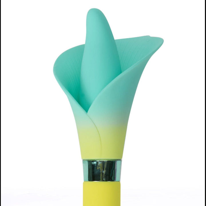 Maia VALA - Yellow - Yellow/Green 22.2 cm USB Rechargeable Flower Vibrator – Sex toys NZ by Naughtyhut. Discreet delivery nationwide.