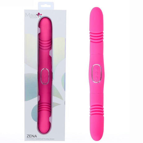 Buy Maia ZENA - Pink - Pink 35.5 cm USB Rechargeable Dual Thrusting Double Ended Vibrator – Naughtyhut NZ sex toys online. Discreet delivery & top brands.