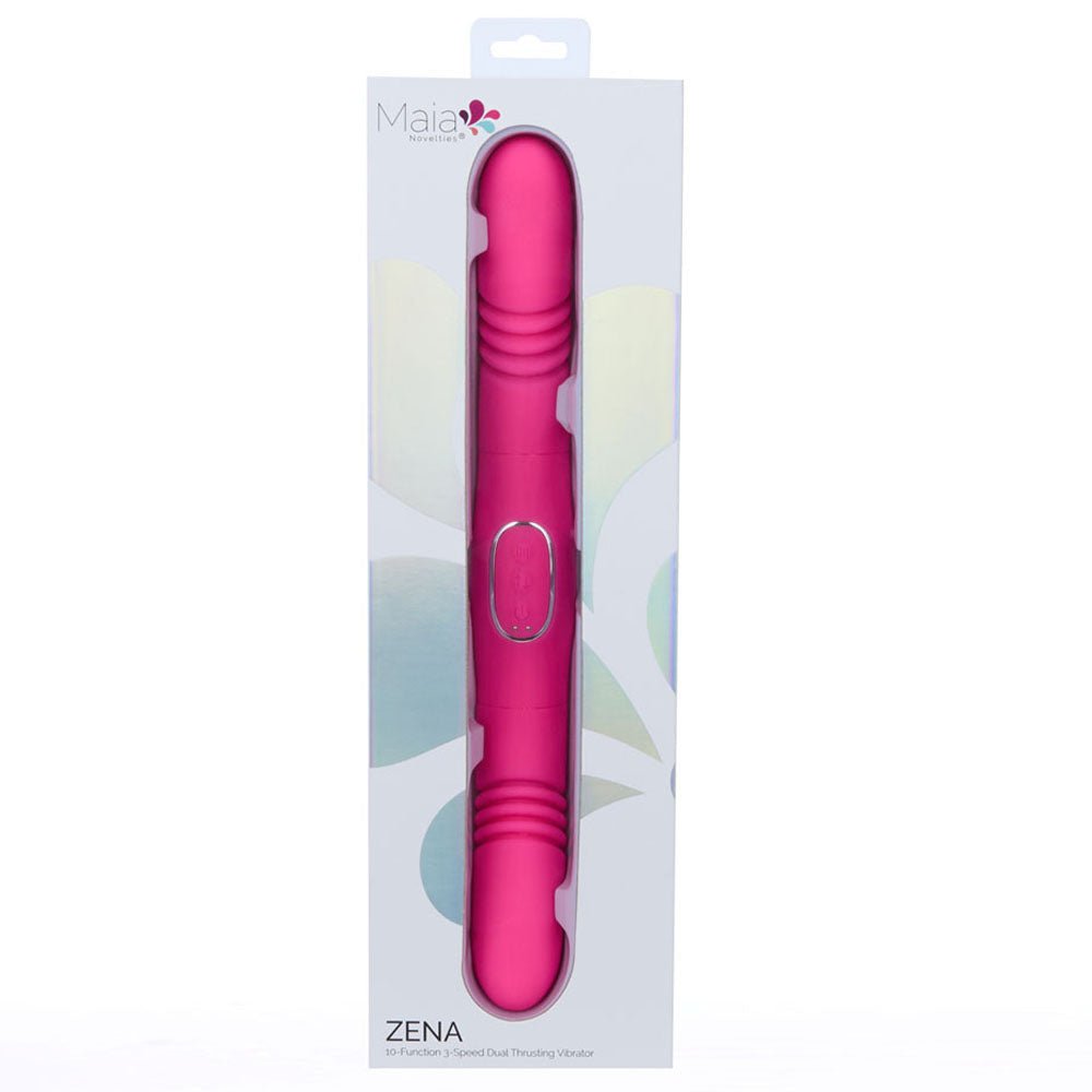Maia ZENA - Pink - Pink 35.5 cm USB Rechargeable Dual Thrusting Double Ended Vibrator – Sex toys NZ by Naughtyhut. Discreet delivery nationwide.
