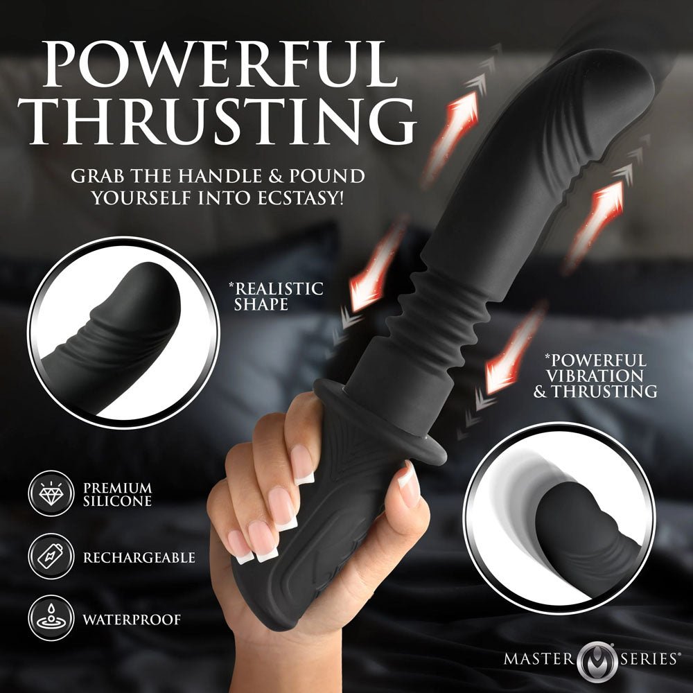 Buy Master Series Power Thrust - Black 26.4 cm USB Rechargeable Thrusting Vibrator – Naughtyhut NZ sex toys online. Discreet delivery & top brands.