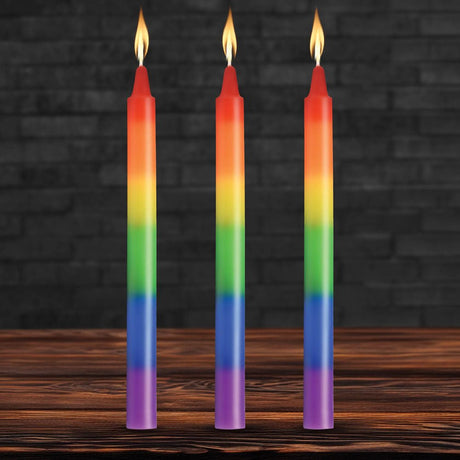 Buy Master Series Pride Candles - Rainbow Drip Candles - Set of 3 – Naughtyhut NZ sex toys online. Discreet delivery & top brands.