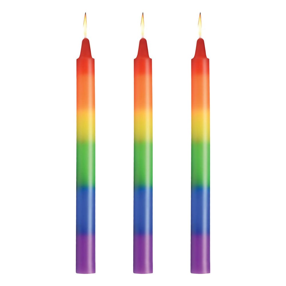 Buy Master Series Pride Candles - Rainbow Drip Candles - Set of 3 – Naughtyhut NZ sex toys online. Discreet delivery & top brands.