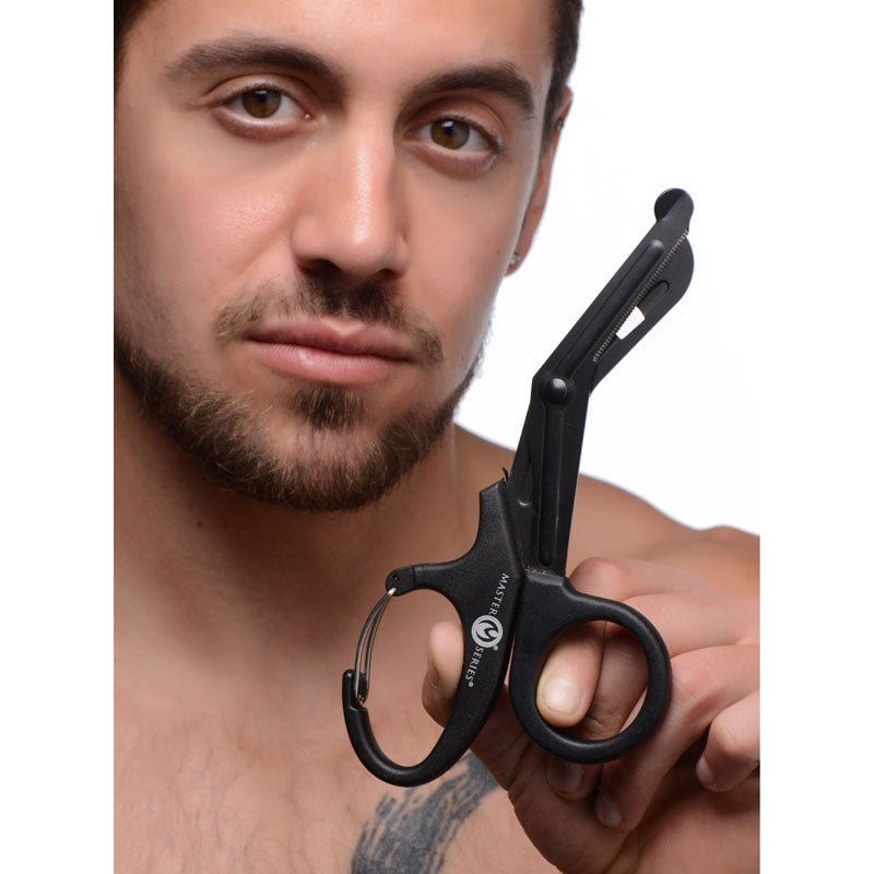 Buy Master Series Snip - Black Heavy Duty Bondage Scissors – Naughtyhut NZ sex toys online. Discreet delivery & top brands.