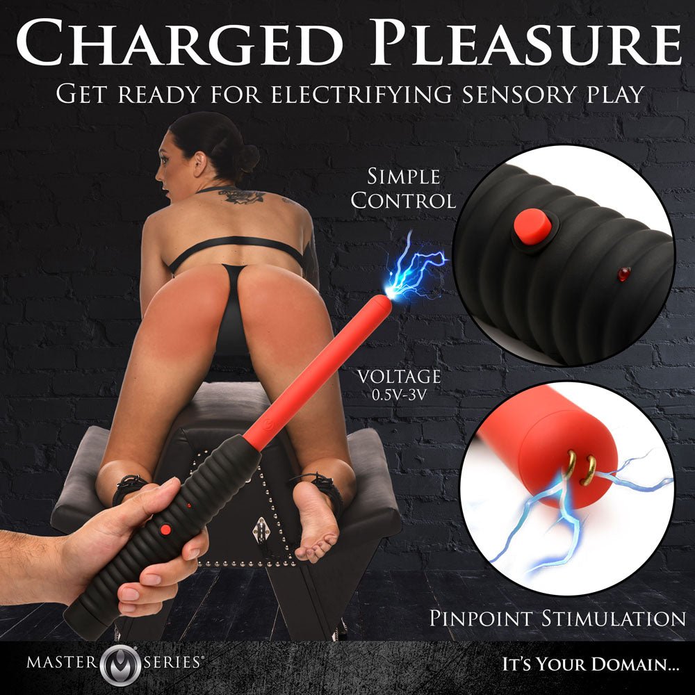 Buy Master Series Spark Rod - Black/Red Zapping e - Wand – Naughtyhut NZ sex toys online. Discreet delivery & top brands.