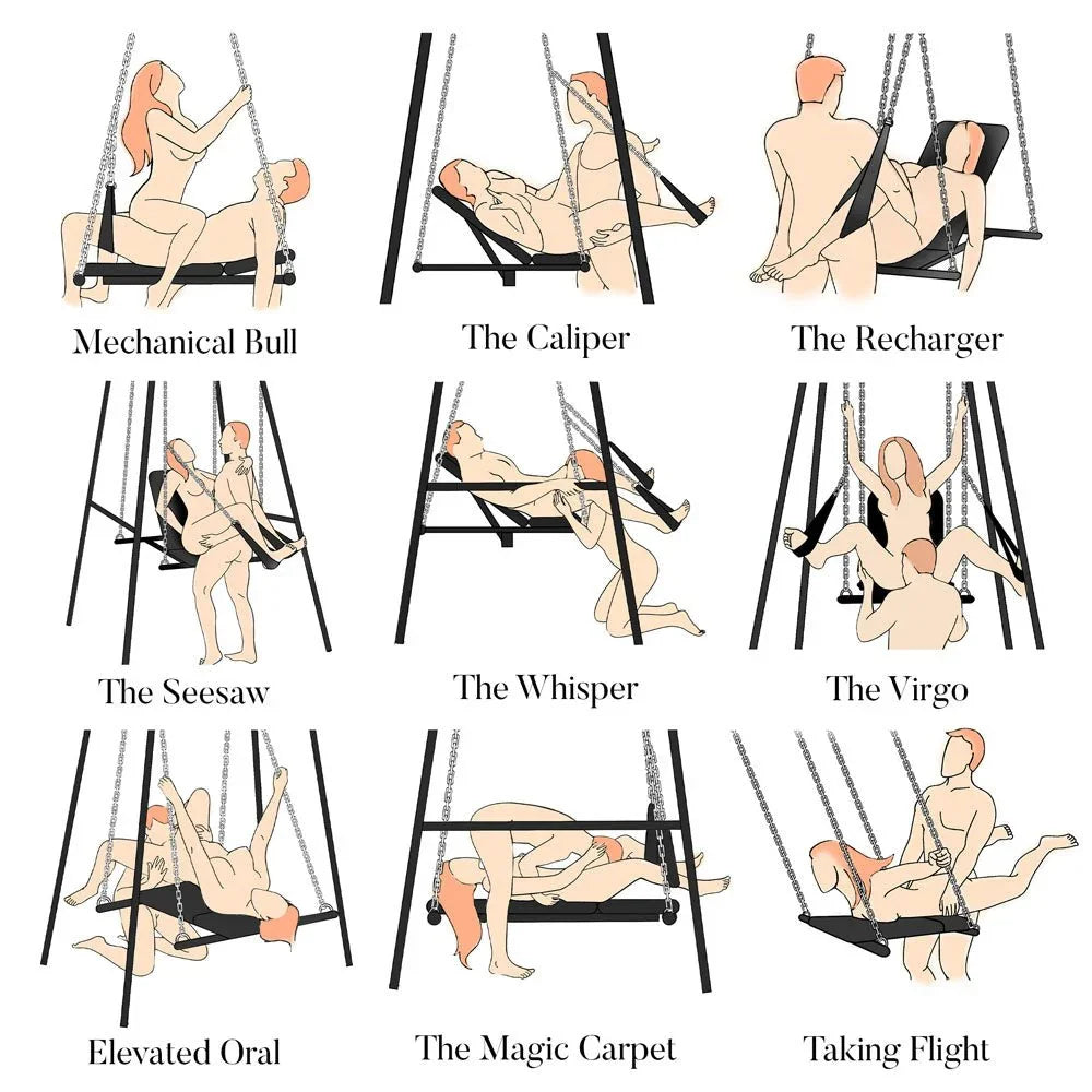 Nine illustrated Throne sling positions including Mechanical Bull, The Caliper and Taking Flight
