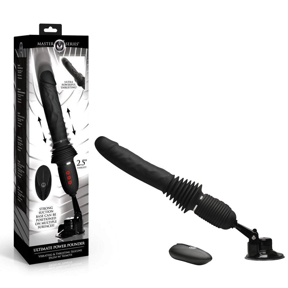 Master Series Ultimate Power Pounder - Black 30 cm USB Rechargeable Thrusting Vibrator – Sex toys NZ by Naughtyhut. Discreet delivery nationwide.