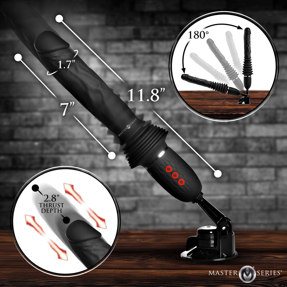 Master Series Ultimate Power Pounder - Black 30 cm USB Rechargeable Thrusting Vibrator – Sex toys NZ by Naughtyhut. Discreet delivery nationwide.