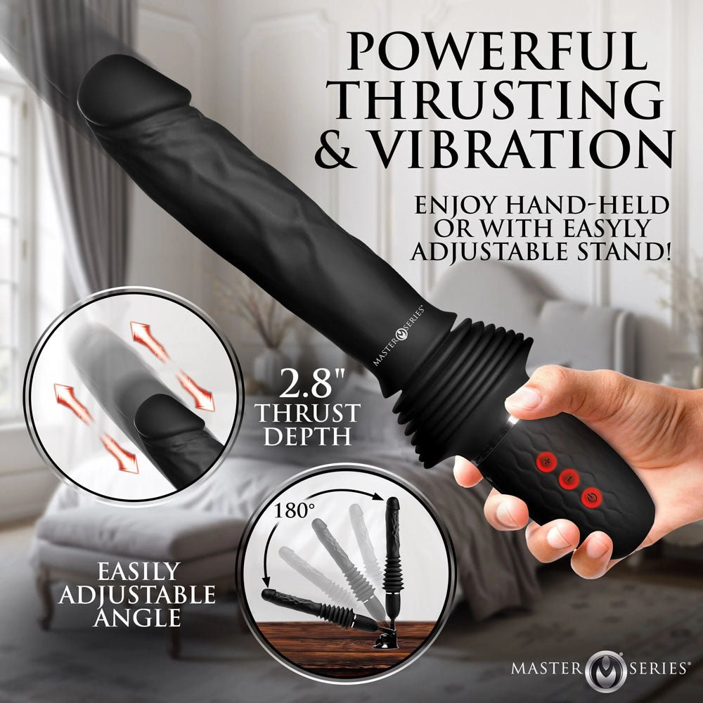 Buy Master Series Ultimate Power Pounder - Black 30 cm USB Rechargeable Thrusting Vibrator – Naughtyhut NZ sex toys online. Discreet delivery & top brands.