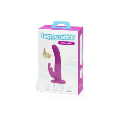Happy Rabbit Rechargeable Vibrating Strap On Harness Set Purple - image 3