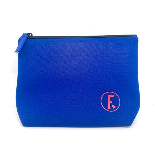 Frenchie L'Essential toy bag in Blue with pink F logo and zip