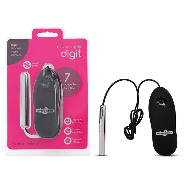 Seven Creations Micro Tingler Long Bullet Vibrator, Silver
