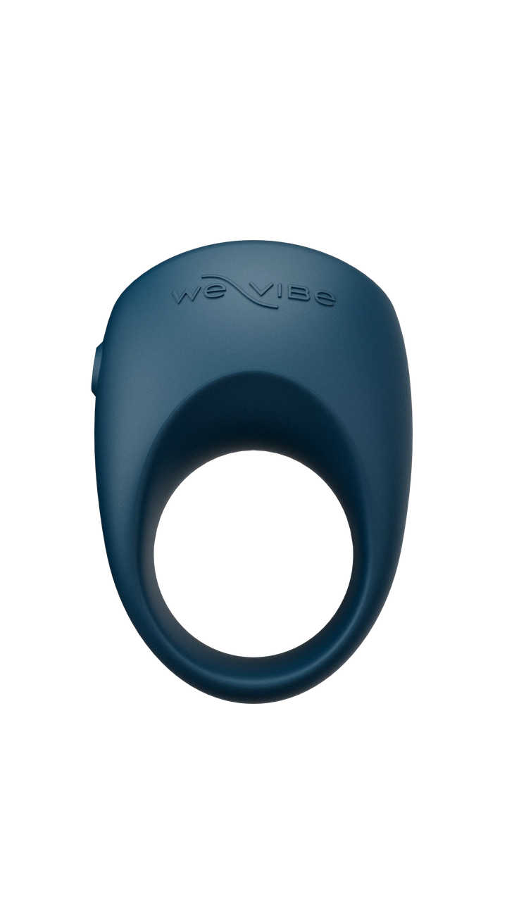 We-Vibe Pivot 2 vibrating ring in blue-grey, on a black background