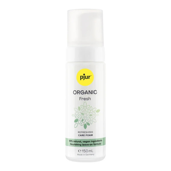 pjur Organic Fresh care foam, white 150 ml foamer bottle on white