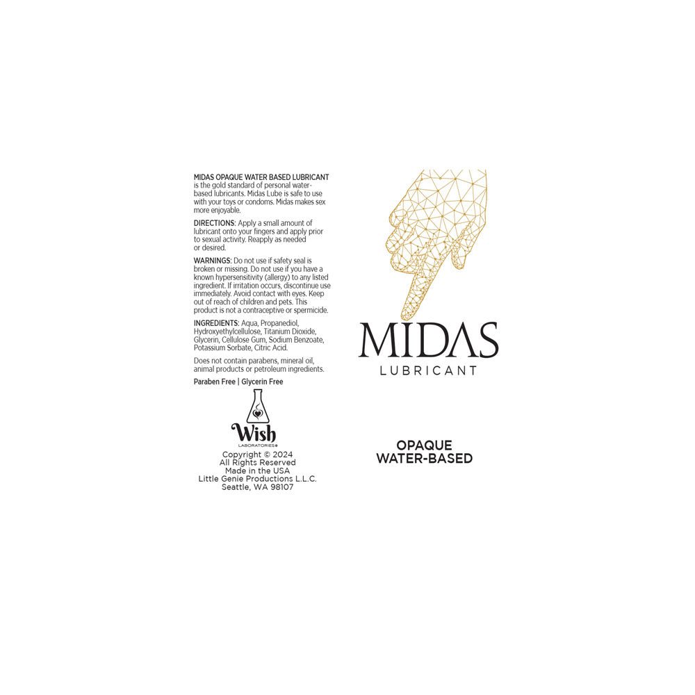 Buy Midas Opaque Water Based Lubricant - 118 ml - Water Based Cum Lube - 118 ml – Naughtyhut NZ sex toys online. Discreet delivery & top brands.
