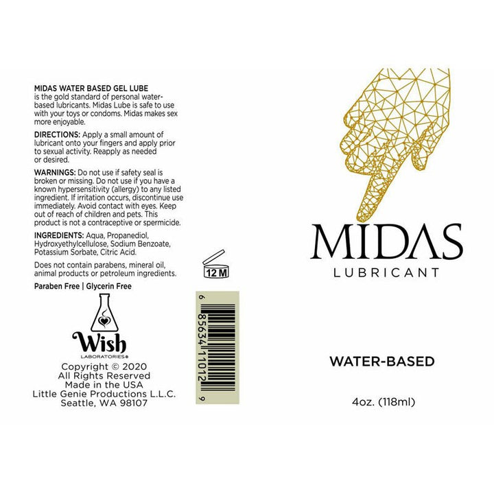 Midas Water Based Lube - Water Based Lubricant - 118 ml Bottle – Sex toys NZ by Naughtyhut. Discreet delivery nationwide.