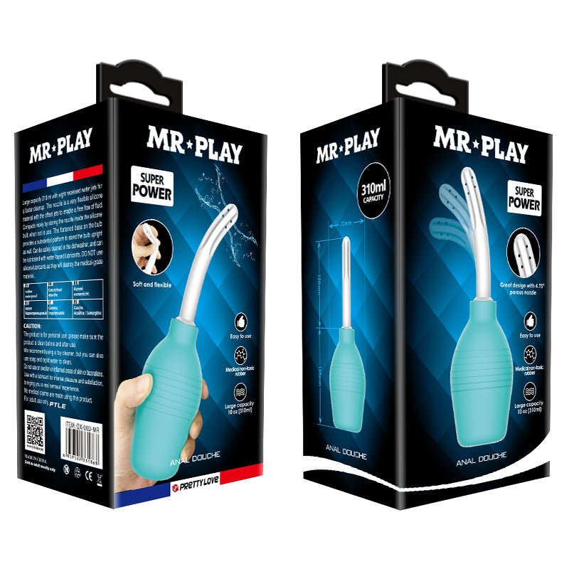 Buy MR PLAY Anal Douche - Aqua/White Unisex Douche - 310 ml Capacity – Naughtyhut NZ sex toys online. Discreet delivery & top brands.