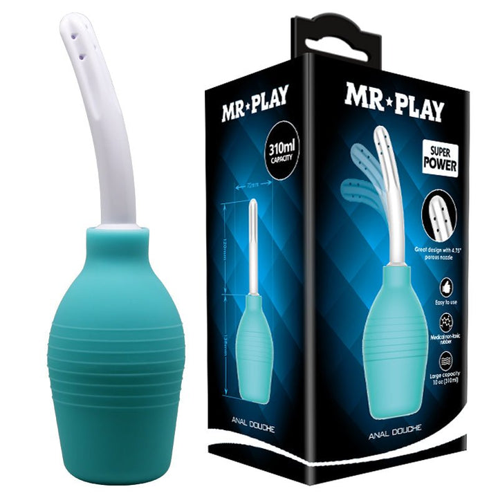 MR PLAY Anal Douche - Aqua/White Unisex Douche - 310 ml Capacity – Sex toys NZ by Naughtyhut. Discreet delivery nationwide.