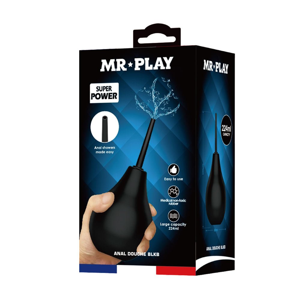 MR PLAY Anal Douche - Black - Black Unisex Douche - 224 ml Capacity – Sex toys NZ by Naughtyhut. Discreet delivery nationwide.