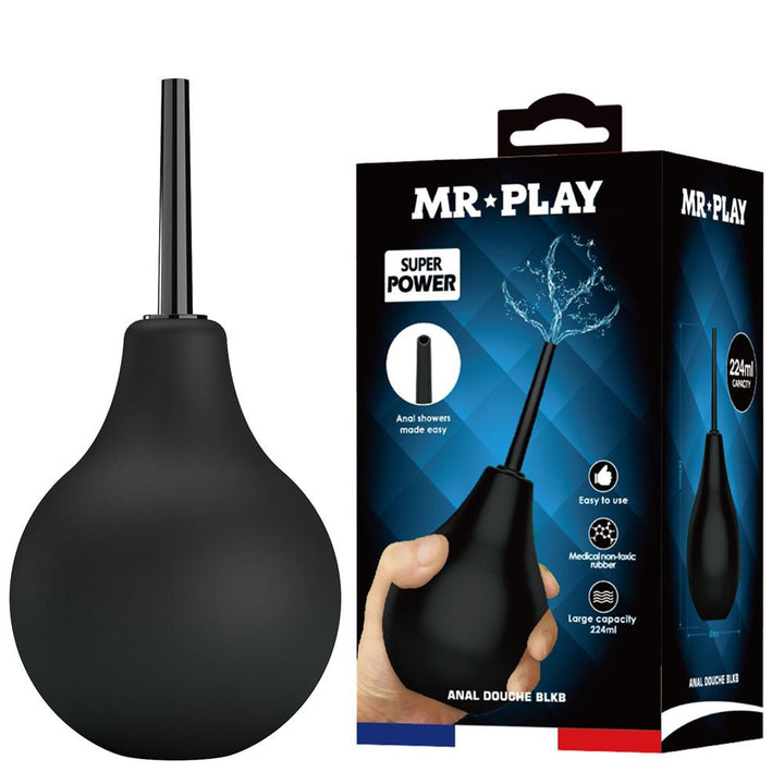 MR PLAY Anal Douche - Black - Black Unisex Douche - 224 ml Capacity – Sex toys NZ by Naughtyhut. Discreet delivery nationwide.