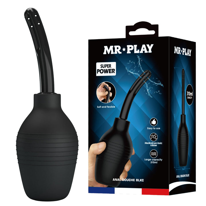 MR PLAY Anal Douche - Black - Black Unisex Douche - 310 ml Capacity – Sex toys NZ by Naughtyhut. Discreet delivery nationwide.