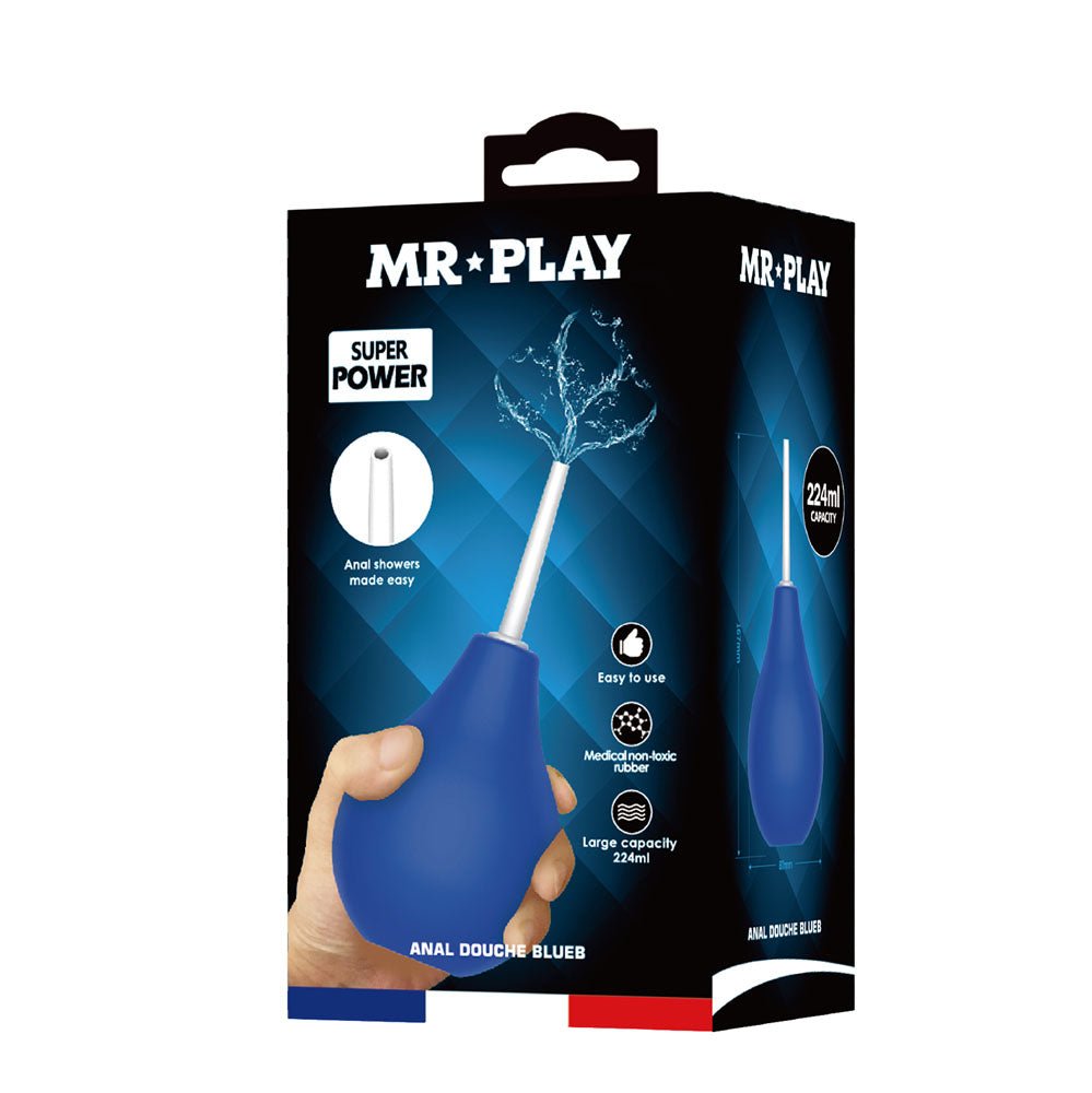 MR PLAY Anal Douche - Blue - Blue Unisex Douche - 224 ml Capacity – Sex toys NZ by Naughtyhut. Discreet delivery nationwide.