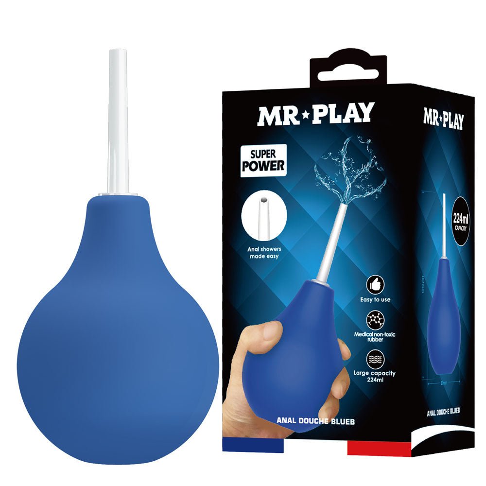 MR PLAY Anal Douche - Blue - Blue Unisex Douche - 224 ml Capacity – Sex toys NZ by Naughtyhut. Discreet delivery nationwide.
