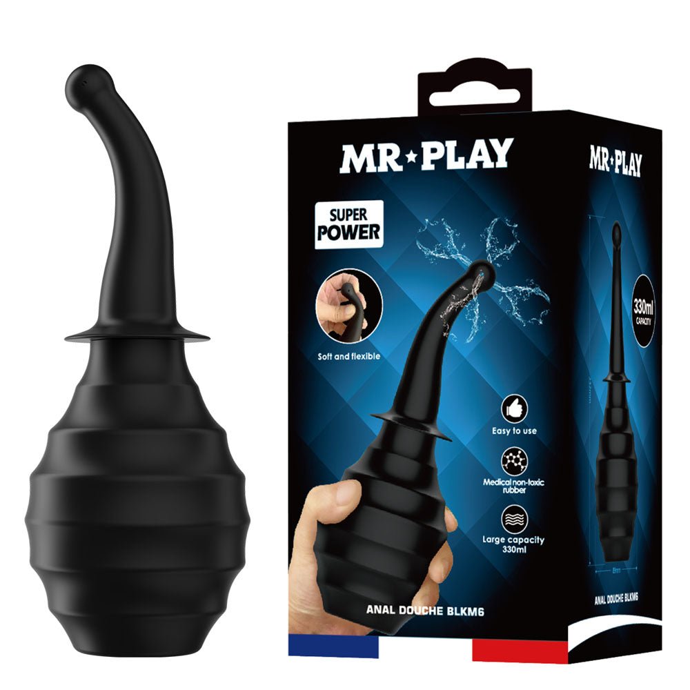 MR PLAY Anal Douche M6 - Black - Black Unisex Douche - 330 ml Capacity – Sex toys NZ by Naughtyhut. Discreet delivery nationwide.