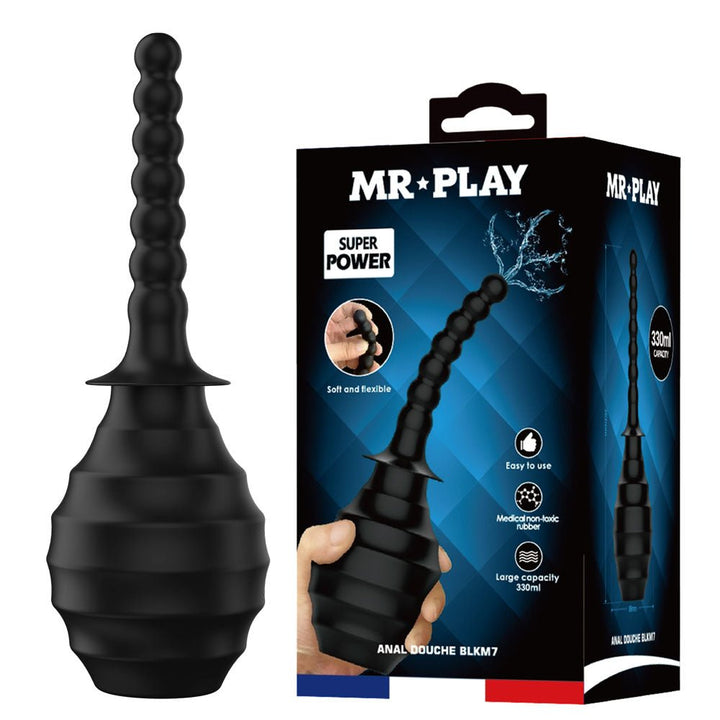 MR PLAY Anal Douche M7 - Black - Black Unisex Douche - 330 ml Capacity – Sex toys NZ by Naughtyhut. Discreet delivery nationwide.